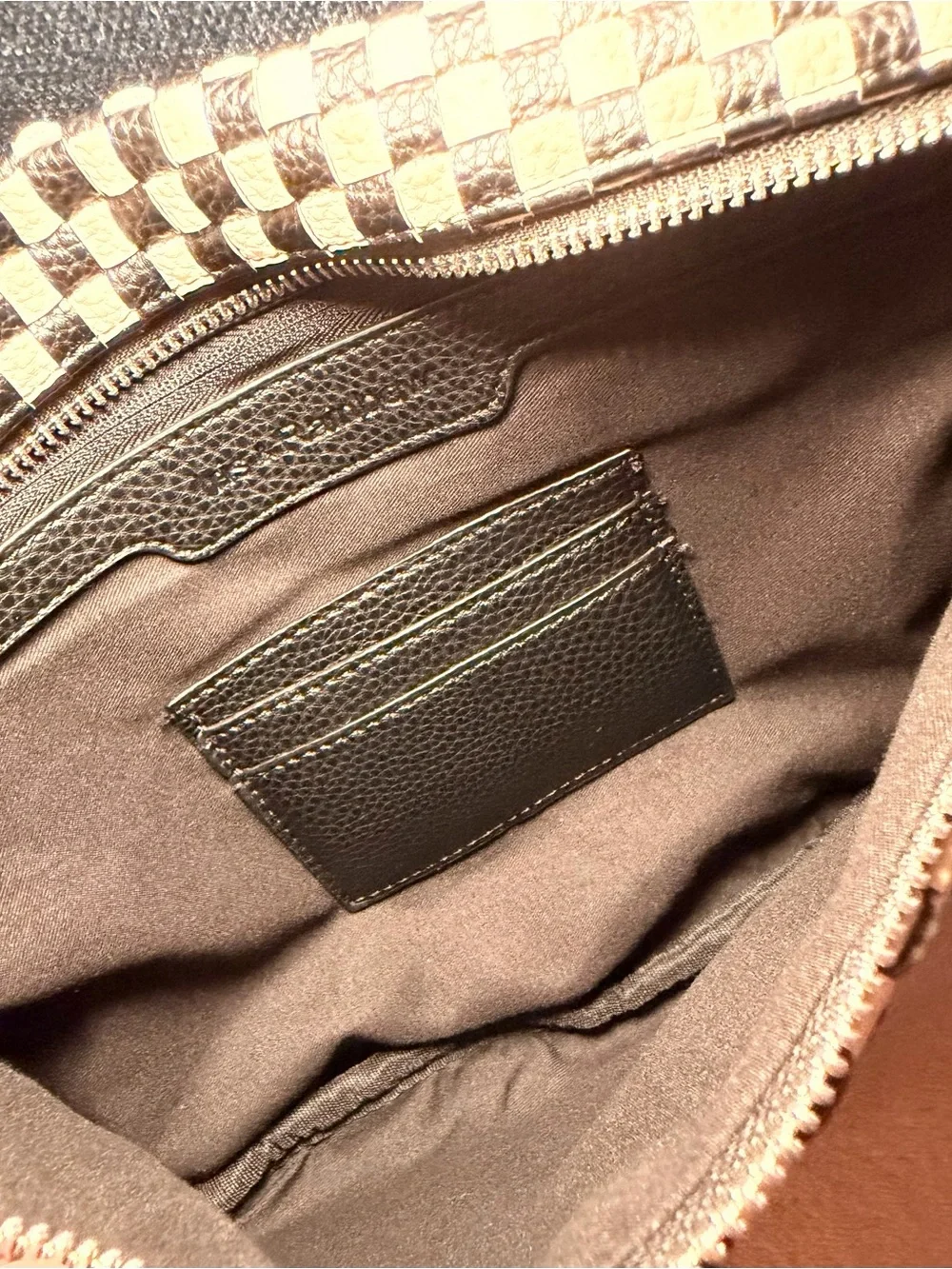 Iris & Rainbow Black & White Woven Checkered Crossbody Bag